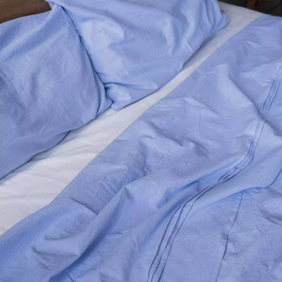 Linen & Cotton Bedding set with Duvet cover 200x200 in Blue Melange