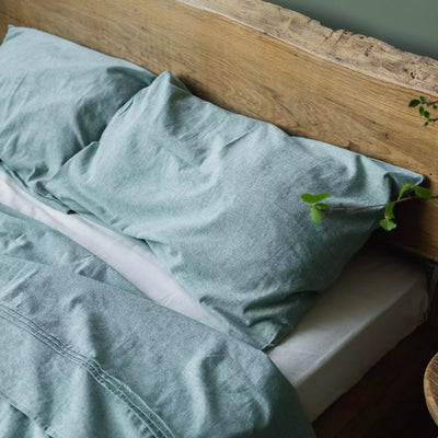 Linen & Cotton Pillowcase Set in Mint Melange