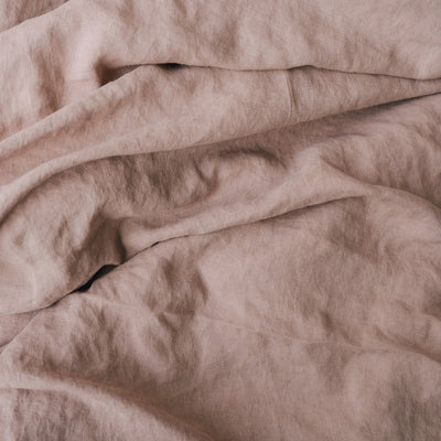 Linen Bedding set with Flat sheet 240x270 in Coral tide