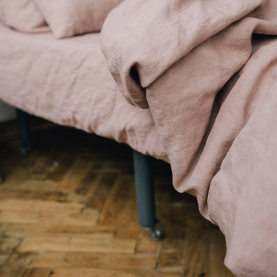 Linen Bedding set with Flat sheet 240x270 in Coral tide