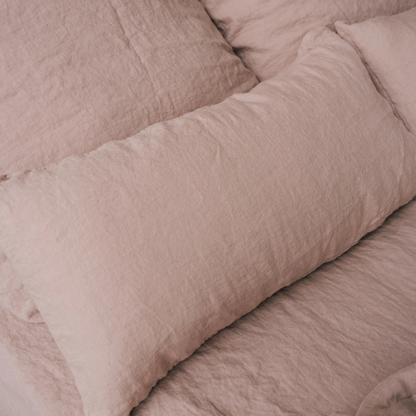 Linen Bedding set with Flat sheet 240x270 in Coral tide