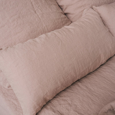 Linen Bedding set with Flat sheet 240x270 in Coral tide