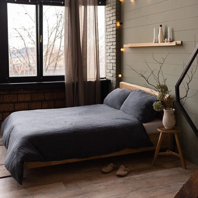 Linen bedding set 220x240 in Graphite