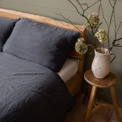 Linen bedding set 220x240 in Graphite