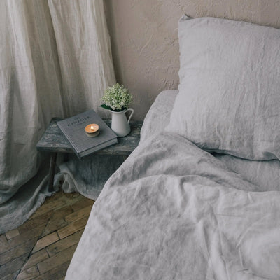 Shop Organic Linen Bedding Set 155x200 in Grey 2