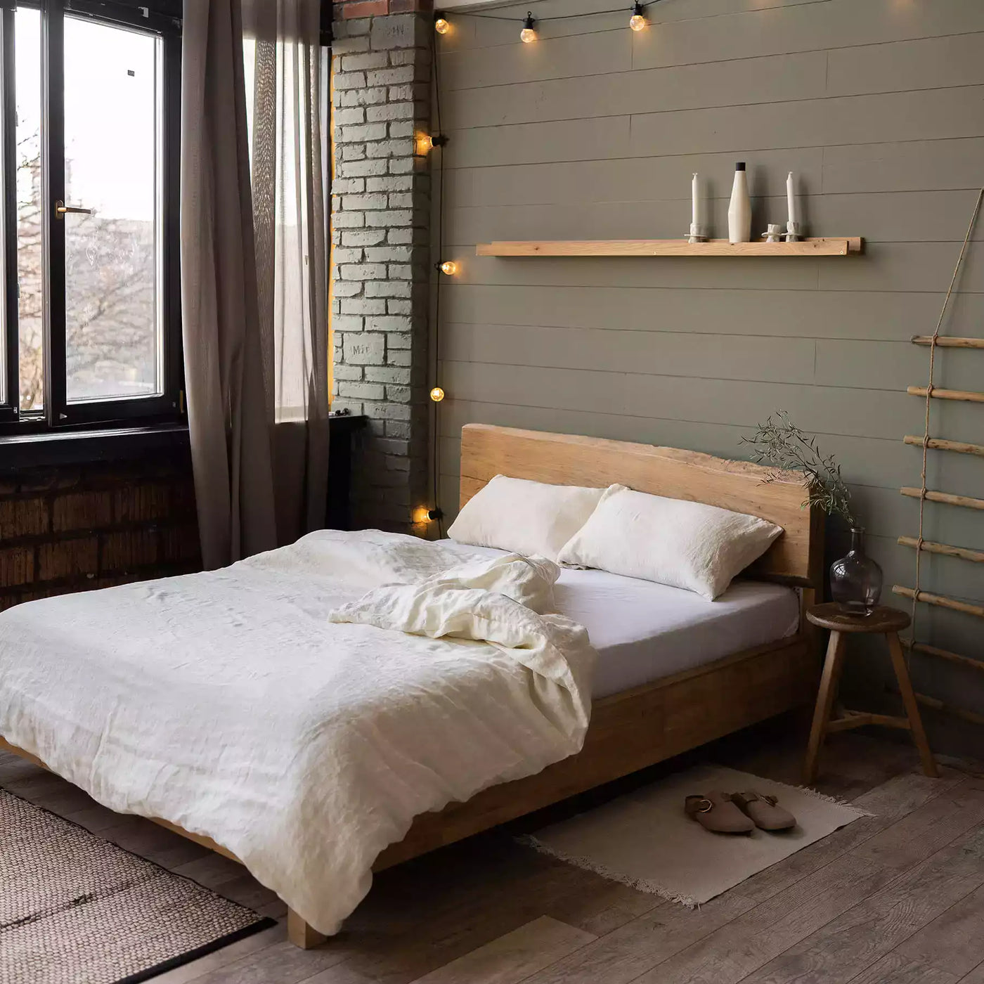Linen bedding set 150x200 in Vanilla cream