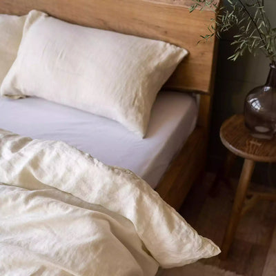 Linen bedding set 150x200 in Vanilla cream