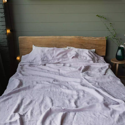 Linen Bedding set with Flat sheet 240x270 in Rose quartz