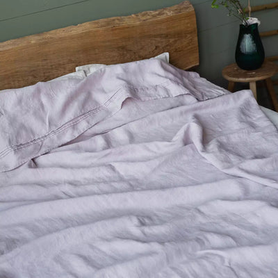 Linen Bedding set with Flat sheet 240x270 in Rose quartz