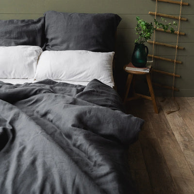 Linen bedding set 140x200 in Graphite