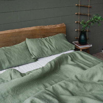 Linen bedding set 140x200 in Olive