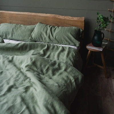 Linen bedding set 140x200 in Olive