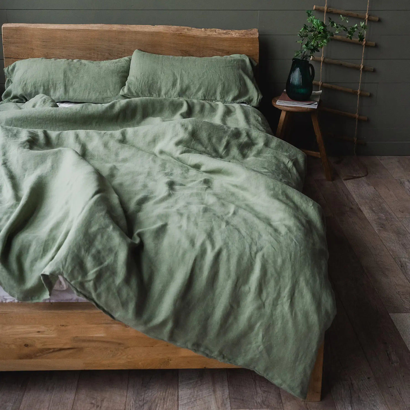 Linen bedding set 140x200 in Olive