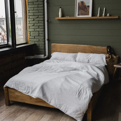 Linen bedding set 155x220 in Optical White