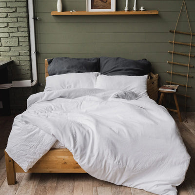 Linen bedding set 150x200 in Optical White