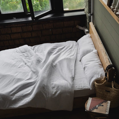 Linen bedding set 150x200 in Optical White