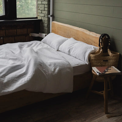 Linen bedding set 150x200 in Optical White