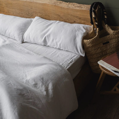 Linen bedding set 150x200 in Optical White