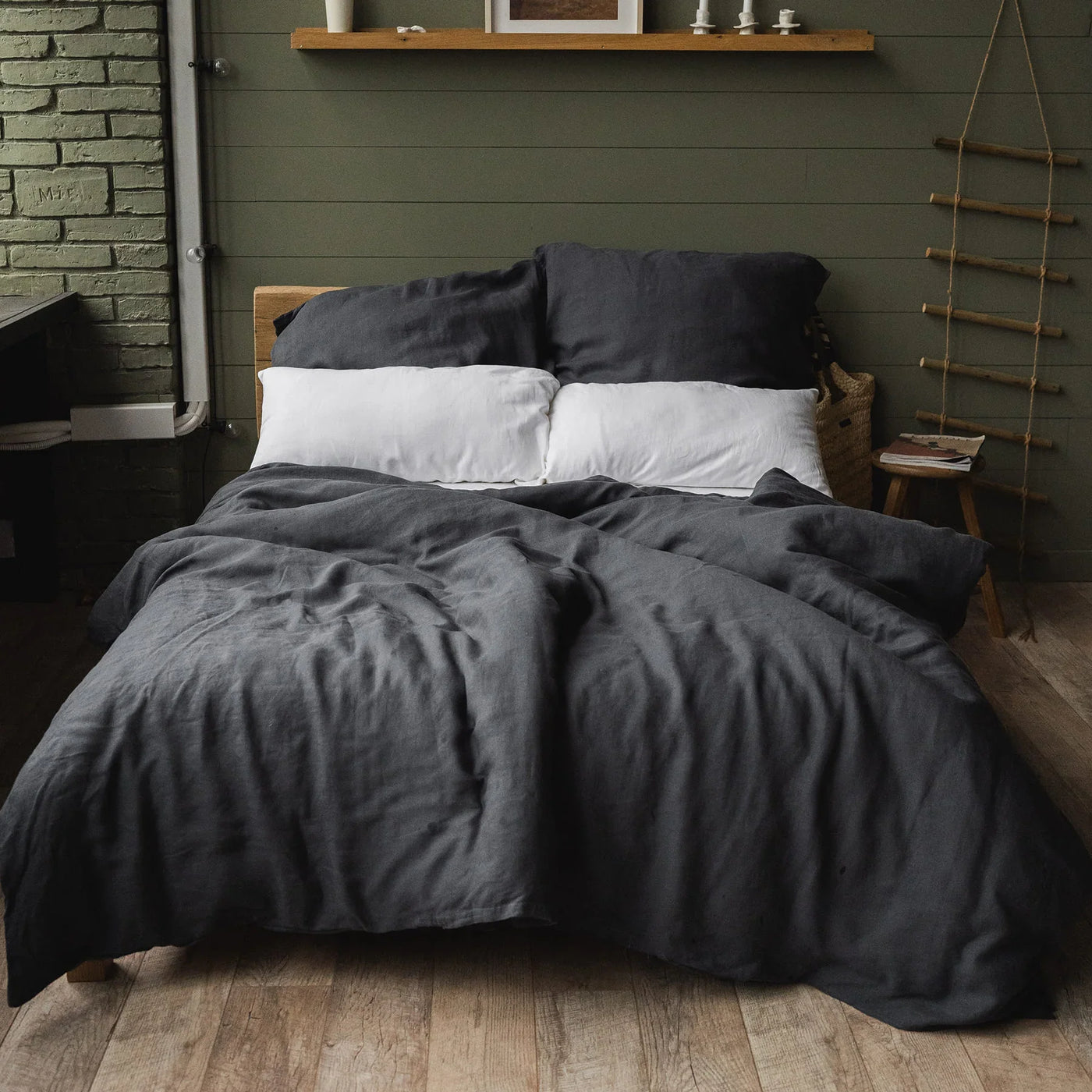 Linen bedding set 155x220 in Graphite