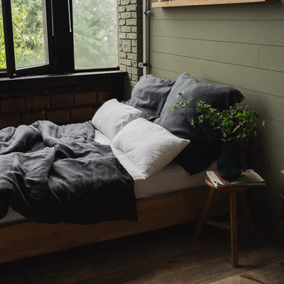 Linen bedding set 155x220 in Graphite