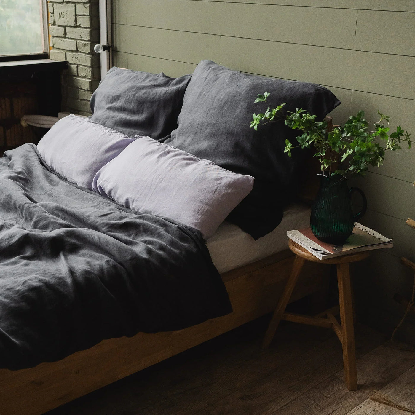 Linen bedding set 155x220 in Graphite