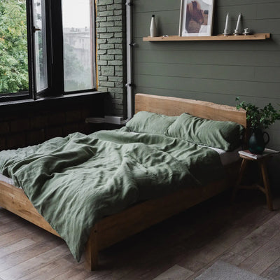 Linen bedding set 155x220 in Olive