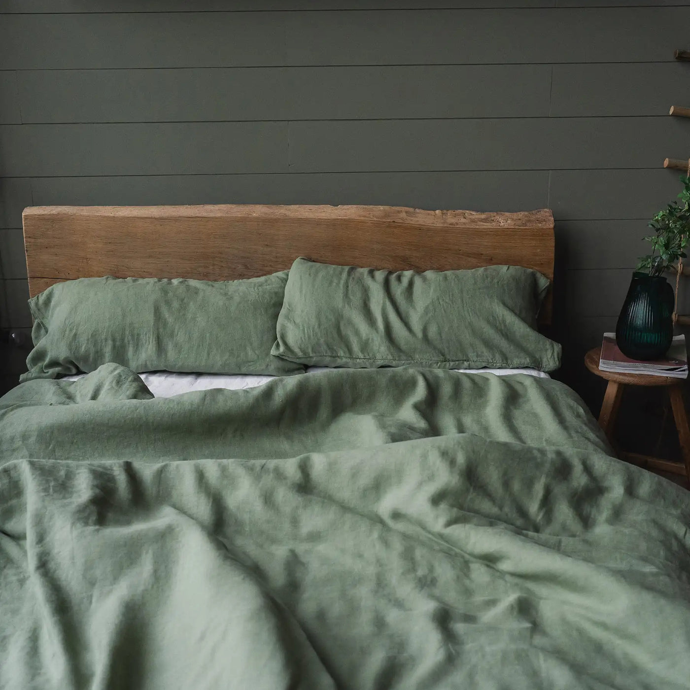 Linen bedding set 155x220 in Olive