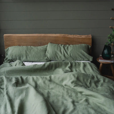 Linen bedding set 155x220 in Olive