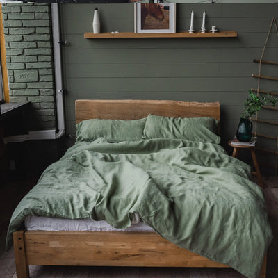 Linen bedding set 200x220 in Olive