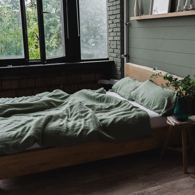Linen bedding set 200x220 in Olive
