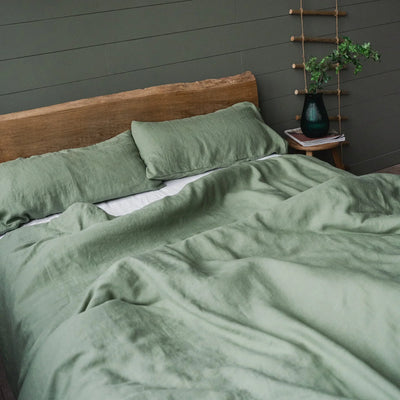 Ensemble de literie en lin 200x200 en Olive