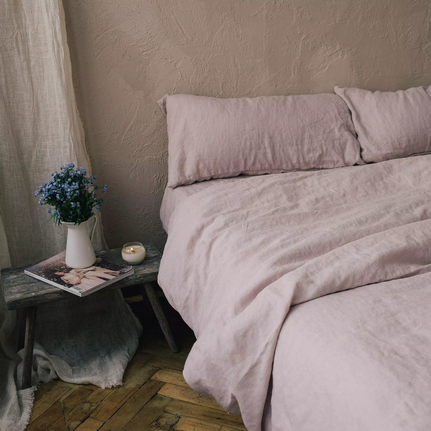 Add Designer Linen Bedding Set 135x200 in Rose Quartz 5
