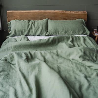 100% Linen Duvet Cover in Olive