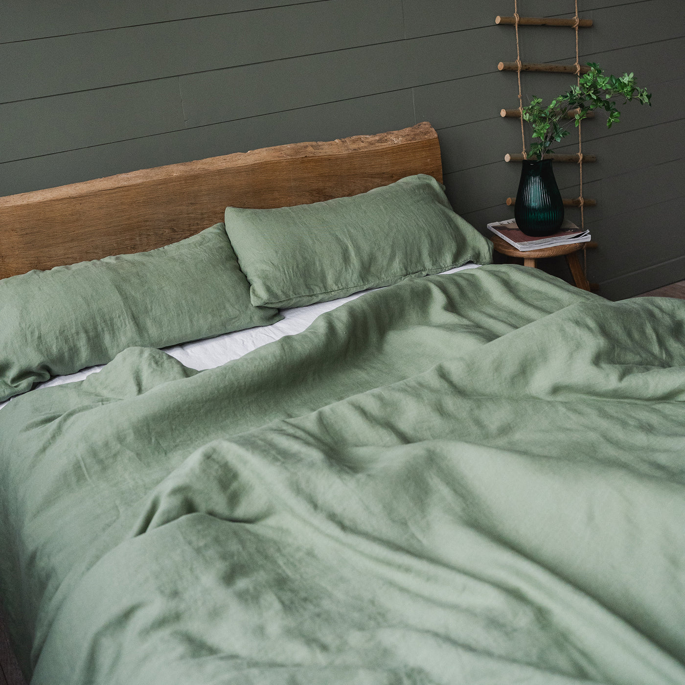 100% Linen Duvet Cover in Olive