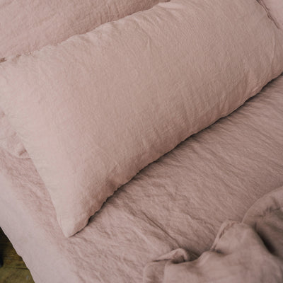 Buy online 100% Pure Linen Fitted Sheet in Coral Tide 3
