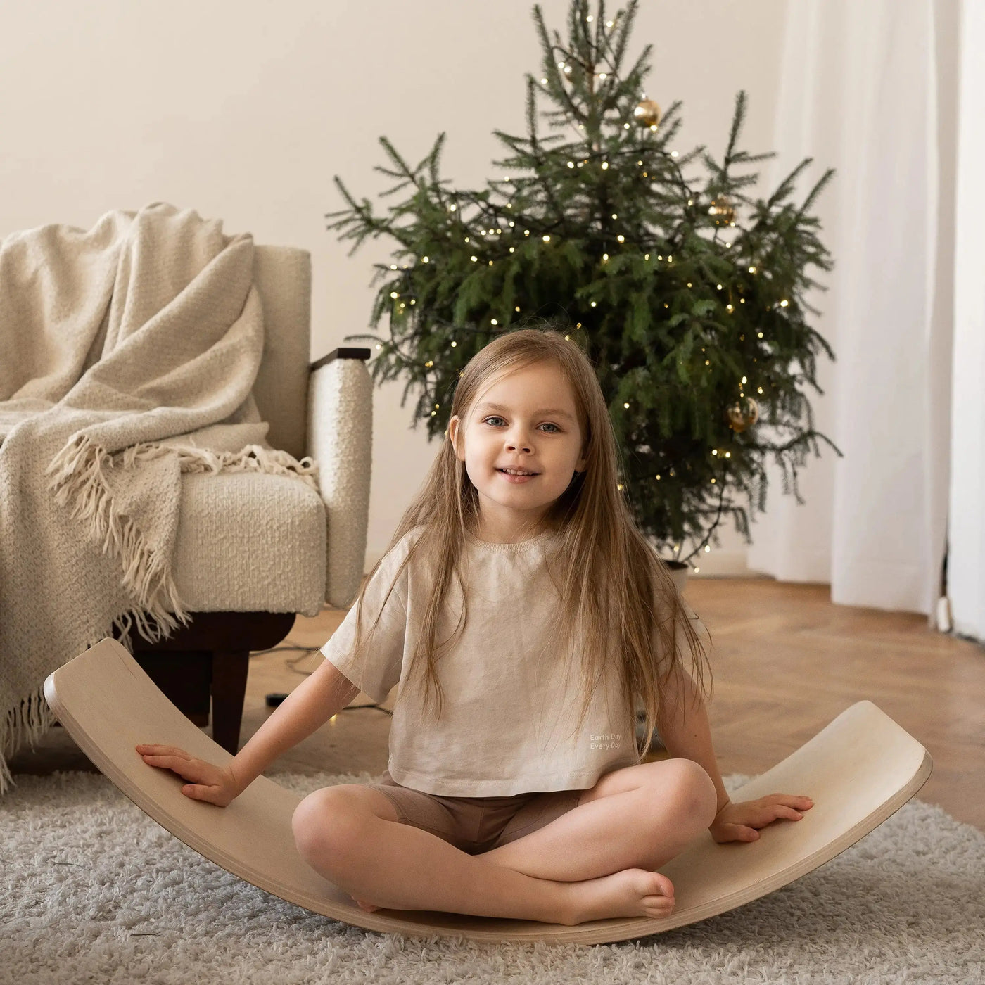 Order now Eco-Friendly Large Wooden Curved Balance Board for Kids