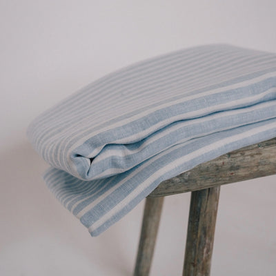 Shop Pure Linen Bedding Set 135x200 in Blue with White Stripes 7